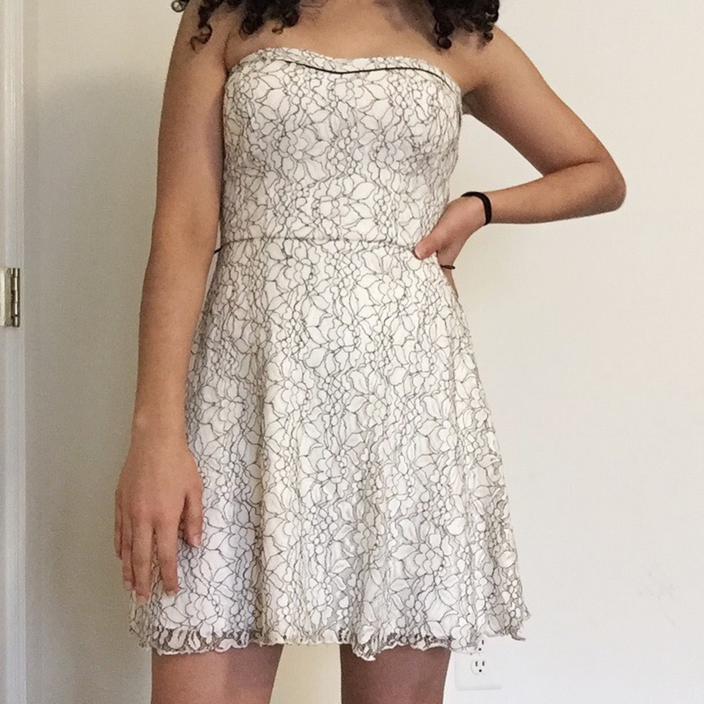 Strapless lace formal dress